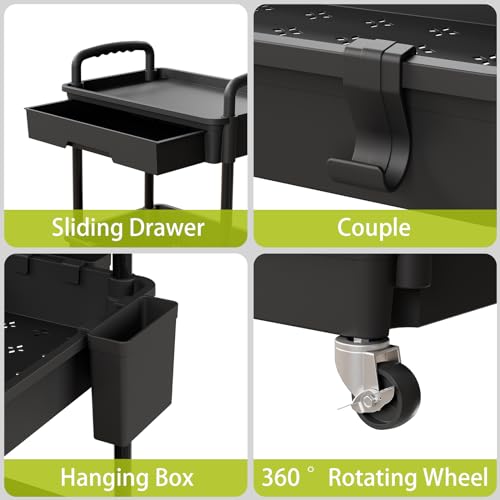 Sorgion 4 Tier Rolling Cart Organizer,Art Craft Diaper Bedside Snack Laundry Room Bathroom Organizer Narrow Thin Slim Rolling Trolley Utility Cart with Wheels for Kitchen,Office(Black) - size: 4Tier-Black