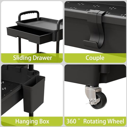 Sorgion 4 Tier Rolling Cart Organizer,Art Craft Diaper Bedside Snack Laundry Room Bathroom Organizer Narrow Thin Slim Rolling Trolley Utility Cart with Wheels for Kitchen,Office(Black) - size: 4Tier-Black