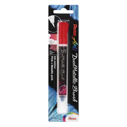 Pentel XGFH-DP Dual Metallic Brush, Pink + Metallic Pink - color: pink + metallic pink