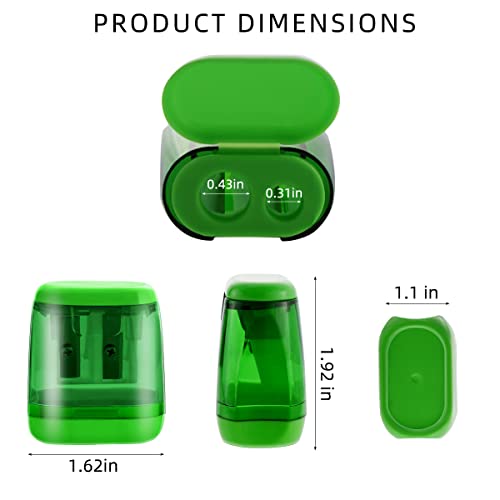 12 Pcs Manual Pencil Sharpener for School Office Home Pencil Sharpeners for Kids with Lid Colored Compact Dual Holes Portable Handheld Plastic Pencil Sharpener for Adults Students Class Home Office