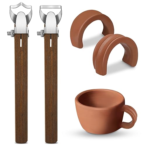 2 Pcs Pottery Handle Making Tools, Adjustable Clay Cutters,Simple Style | Mug Handle Carving Tool for Beginners Enthusiasts, Adjustable Cut Depth, Steel Cutting Heads, Smooth Wood Grips, Home Studio - color: Simple Style