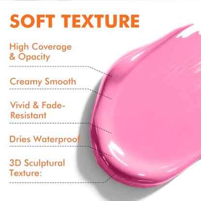 GOTEIDAL Pink Acrylic Paint, Pink Paint (250ml / 8.45oz) Tubes | Art Craft Paints, Rich Pigments Non Toxic for Canvas Painting, Rock, Stone, Wood, Art Supplies - color: Pink