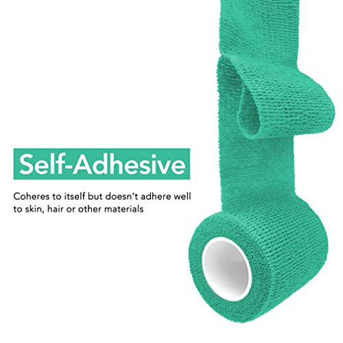 RISEN Cohesive Bandage 2” x 5 Yards, 6 Rolls, Self Adherent Wrap Medical Tape, Adhesive Flexible Breathable First Aid Gauze Ideal for Stretch Athletic - color: Mint Green, size: 6 Count (Pack of 1)