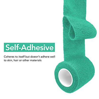 RISEN Cohesive Bandage 2” x 5 Yards, 6 Rolls, Self Adherent Wrap Medical Tape, Adhesive Flexible Breathable First Aid Gauze Ideal for Stretch Athletic - color: Mint Green, size: 6 Count (Pack of 1)