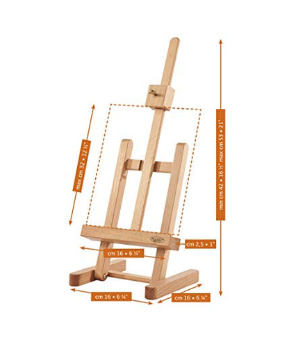 Mabef M/16 Table Easel,Oiled Beech-Wood Miniature Desktop Easel with Adjustable Canvas Height & Angle – Lightweight 0.4 kg/Max Load 0.5 kg – Made in Italy - style: Contemporary