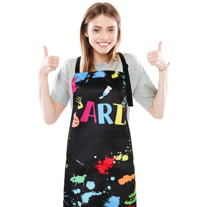 Painting Artist Apron with Pockets, Waterproof Painting Aprons for Adults, Adjustable Art Apron Bib Apron - color: Style 1