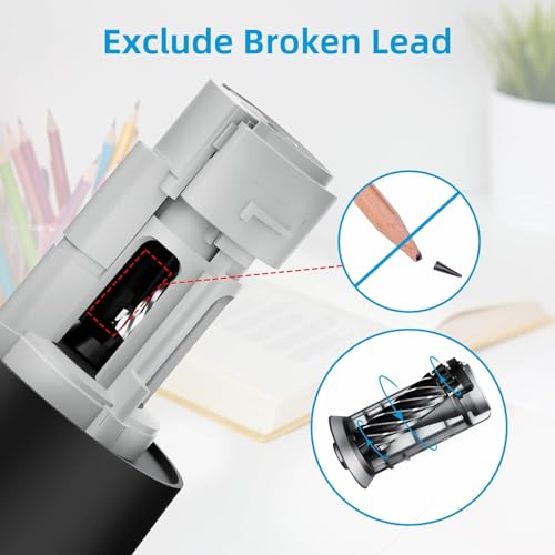 tenwin Fully Automatic Pencil Sharpener for 6-8mm Pencils, Hands-Free - color: Black