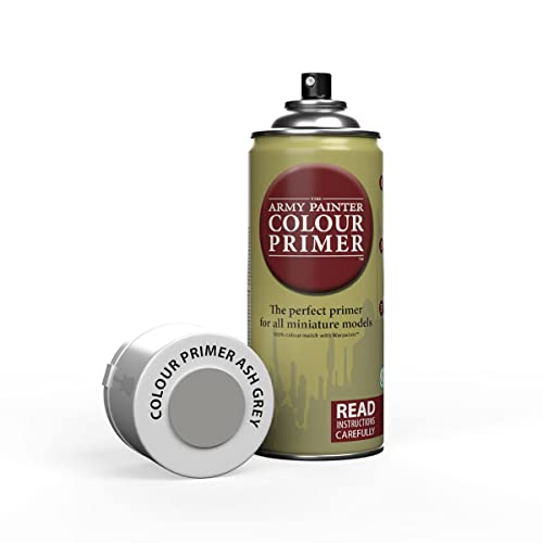 The Army Painter, Colour Primer Ash Grey, 400 ml acrylic spray | Spray Paint Basecoat for Miniature Model Undercoat Priming, Plastic Wargames, DnD & Warhammer - color: Ash Grey