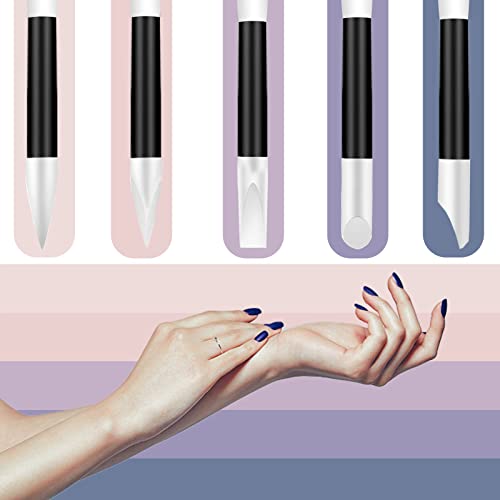BQAN Silicone Nail Art Pen 5Pcs Black for Sculpting, Drawing & Shaping | Soft Silicone Tips | 3D Sculpting | Chrome Powder | Foil Carving Drawing | Precision Shaping | Gel & Acrylic Nail Art - color: Black