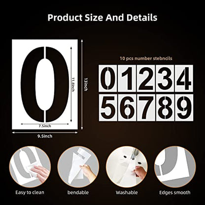 13 Inch Large Number Stencils - Reusable Plastic Digital Stencils for Cake, Address, Painting - size: 13 Inch