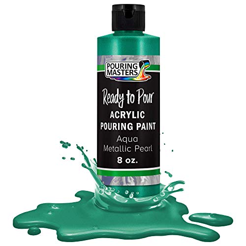 Pouring Masters Aqua Metallic Pearl Ready to Pour Acrylic Pouring Paint - Premium 8-Ounce Pre-Mixed Fluid Acrylic Paint - Fluid Art Supplies for Canvas, Wood, Paper, Tile & Rocks - color: Aqua Metallic Pearl, size: 8 Fl Oz (Pack of 1)