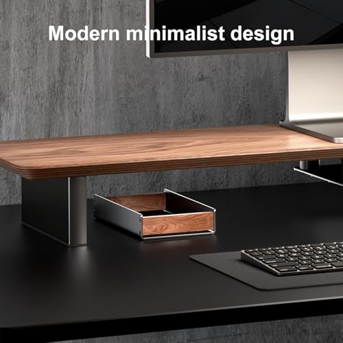 UPERGO Walnut & Aluminum Desk Drawer Organizer, Valet Tray Catchall for Men - style: desk drawer