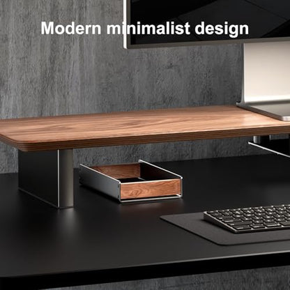 UPERGO Walnut & Aluminum Desk Drawer Organizer, Valet Tray Catchall for Men - style: desk drawer