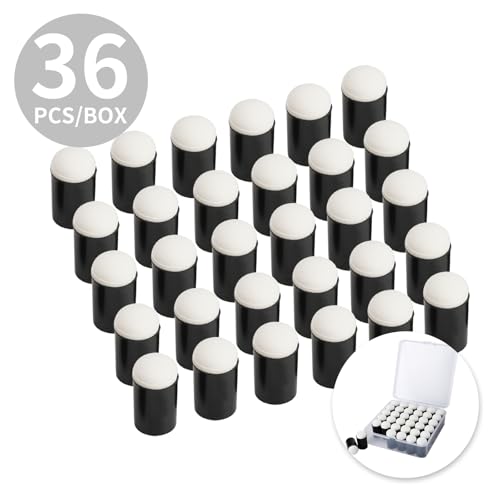 36 Pieces Sponge Daubers with Storage Case - Applicator for Stenciling, Sponging, and Detailed Effects - Fits Over The Finger and Makes Blending Accuracy Easier - color: Black