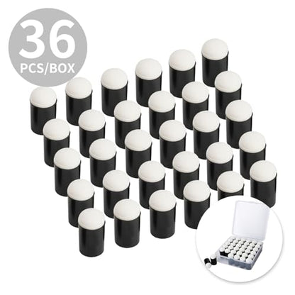 36 Pieces Sponge Daubers with Storage Case - Applicator for Stenciling, Sponging, and Detailed Effects - Fits Over The Finger and Makes Blending Accuracy Easier - color: Black