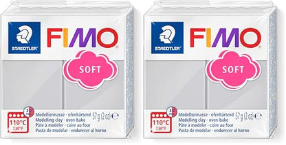 Staedtler FIMO Soft Polymer Clay - -Oven Bake Clay for Jewelry, Sculpting, Crafting, Dolphin Grey 8020-80 (Pack of 2) - color: dolphin grey, size: 57 g (Pack of 2)