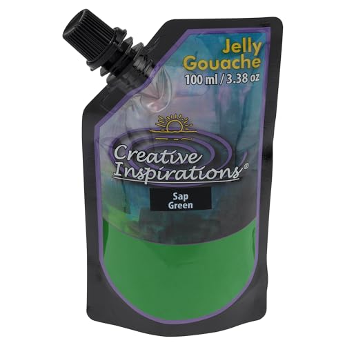 Creative Inspirations Jelly Gouache - Sap Green 100 mL - Unique & Vibrant Jelly Gouache Paint for Artists, Beginners, Painting Parties and More - color: Sap Green, size: 100 mL