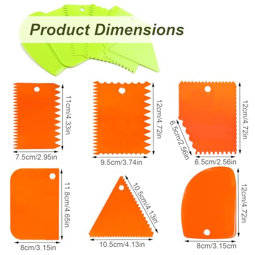 12-Piece Plastic Clay Scraper Set – Serrated Sculpture Knives & Scrapers for Soft Clay, Pottery & Craft Projects (Green/Orange)