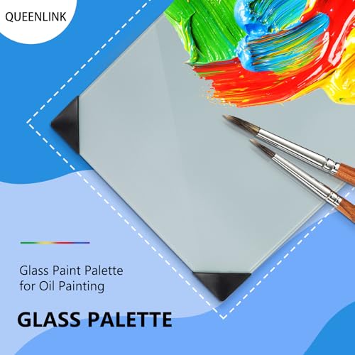 Glass Palette for Oil Painting, 16 x 12 Inches, Grey, Easy to Clean - color: 1pc-grey, size: 16" x 12" x 0.2"