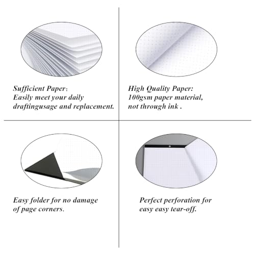 Large Dotted Paper Notepad - 22" x 17" Grid Dot Paper, 50 Sheets/100 Pages, 100 Gsm White Paper Desk Pad for Office/School/Home - size: 1-Pack, style: Dotted