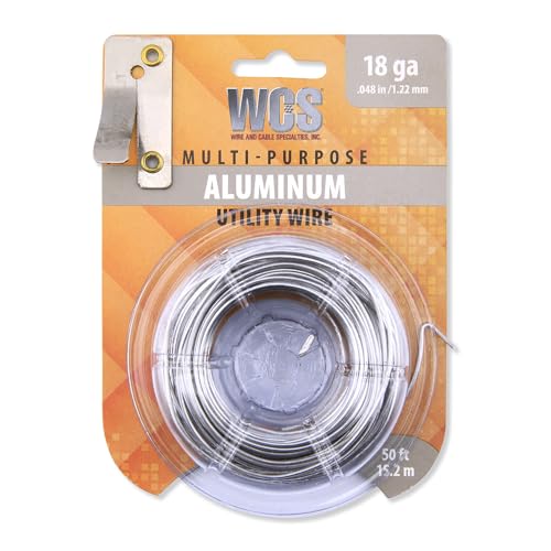 WCS Wire Aluminum Utility Wire 18 Gauge | Lightweight Bendable Support | Corrosion Resistant Aluminum Material | 50 ft Dispenser .048 in - size: 18 Gauge / 0.048 in / 50 ft