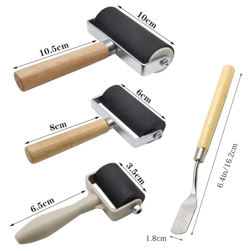 8 Pack Rubber Roller - Brayer Rollers with 3 Size for Crafting Brayer Rollers for Printmaking Brayer Tool Paint Brush Ink Applicator Art Craft Oil Painting Tool 2.4 in,4 in,5.91 in (8 Pack) HRJZF