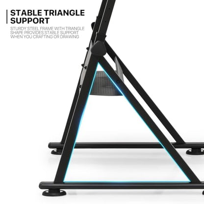 39‘’ Adjustable Drafting Table & Stool Set with Storage, Natural | Versatile Art Desk and Craft Center Home Study Room Artist Desk - color: Natural/Black