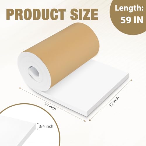 LSGCQ Sponge Neoprene Foam Padding Self Adhesive Foam Sheets, White | Closed Cell Foam Sheet Neoprene Rubber Pad for DIY Gaskets Shock Pads Liner Crafts, 12" Wide x 3/4" Thick x 59" Long - color: White, size: 12" Wide x 3/4" Thick x 59" Long
