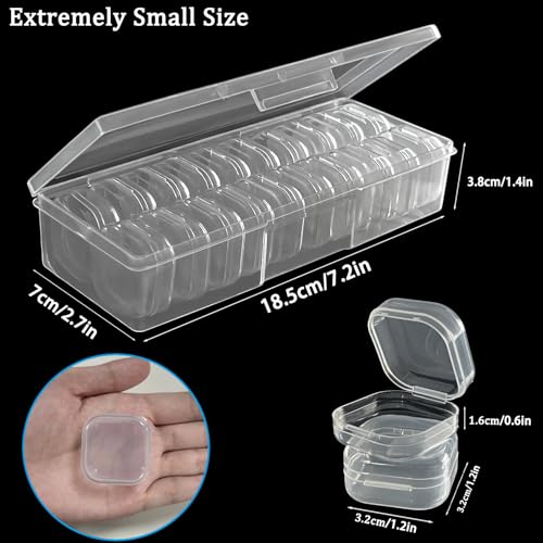 DUOFIRE Bead Organizer 20 Clear Plastic Bead Storage Containers Hinged Lids - size: 20 Grids | 1 Pack