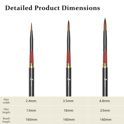 3PCS Travel Watercolor Brush Set with Detachable Portable Design