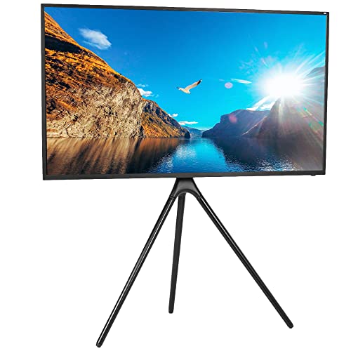 VIVO Black Easel TV Stand for 45 to 65 inch Screens, STAND-TV65AB | Articulating Artistic Studio Display Stand, Adjustable TV Mount with Swivel, Tripod Base, Max VESA 600x400, Holds 77 lbs - color: Black - Black, size: 45 to 65 in TVs