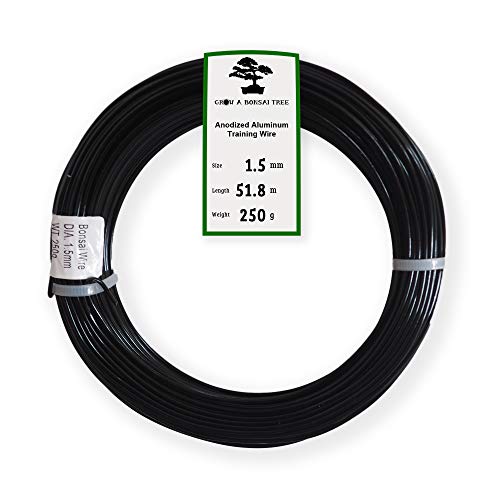 Anodized Aluminum 1.5mm Bonsai Training Wire 250g Large Roll (170 feet) - Choose Your Size and Color (1.5mm, Black) - color: Black, size: 1.5mm