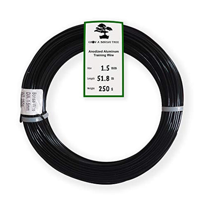 Anodized Aluminum 1.5mm Bonsai Training Wire 250g Large Roll (170 feet) - Choose Your Size and Color (1.5mm, Black) - color: Black, size: 1.5mm
