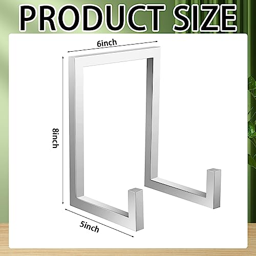 2 Pcs Large Plate Stands for Display Metal Frame Holder, Silver, 8 Inch | Plate Display Stand, Picture Frame Stand, Decorative Table Top Easels for Picture Book, Platter, Photo - color: Silver, size: 8 Inch