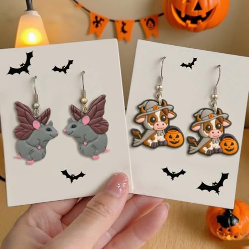 8pcs Halloween Western Polymer Clay Cutters - Fun Shapes for DIY Earrings, Dangle Earrings & Gummy Molds | Easy-to-Use Clay Cutters for Halloween Crafts - color: Halloween Ghost