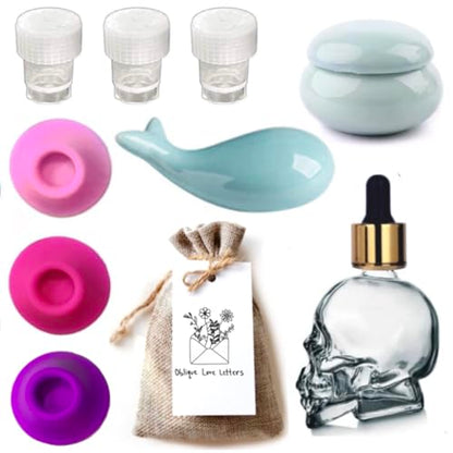 Portable Travel Inkwell Set for Calligraphy Glass Dropper Bottle, Dinky Dip Ink Holders, Refillable Ink Well for Dip Pens & Fountain Pens, Compatible with Ink Miser and Other Fountain Pen Inks