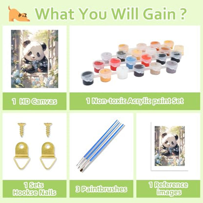 Reivworl Panda Paint by Numbers Kit for Adults Beginner 16×20 inch | Panda Paint by Number Kits 16×20 inch, Crafts on Canvas with Gifts. - color: 15-Panda