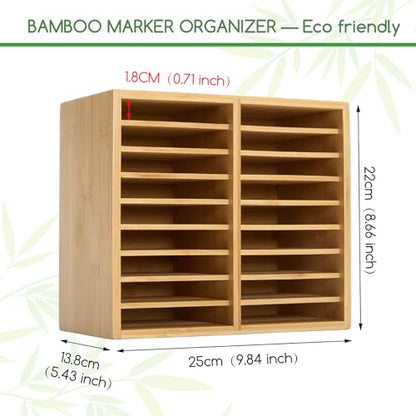 MEEDEN Bamboo Marker Holder Organizer: Holds 126 Pens with 18 Compartments- Art Supply Storage & Holder for Alcohol Markers，Pens，Pencils - style: Holds 126 Markers