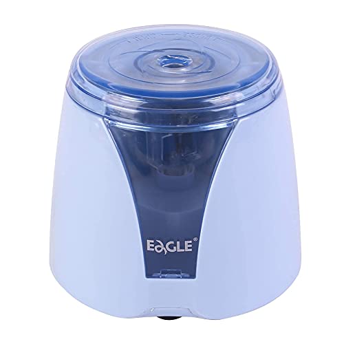 Eagle Electric Pencil Sharpener, Battery Powered, Large Shaving Holders, Carbon Steel Blades, Portable, Reusable and Replaceable Blade, Suitable for Kids, Home, School and Office use (Blue) - color: Blue