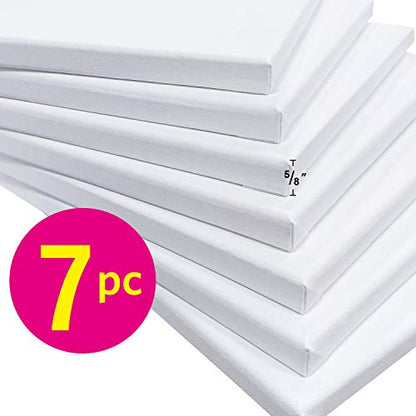 PHOENIX Stretched Canvas for Painting 11x14 Inch/7 Value Pack, 8 Oz Triple Primed 5/8 Inch Profile 100% Cotton White Blank Canvas, Artist Framed Canvas for Oil Acrylic & Pouring Art - size: 11"x14", style: Studio Set (8 Oz.)