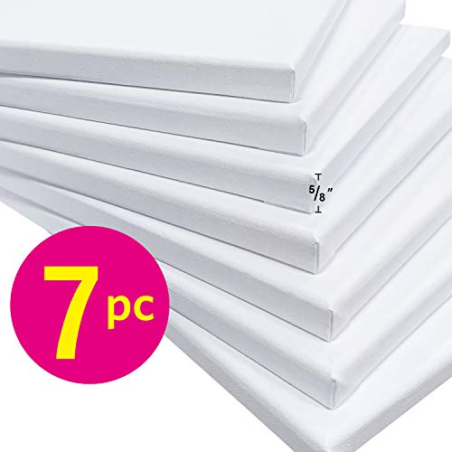 PHOENIX Stretched Canvas for Painting 11x14 Inch/7 Value Pack, 8 Oz Triple Primed 5/8 Inch Profile 100% Cotton White Blank Canvas, Artist Framed Canvas for Oil Acrylic & Pouring Art - size: 11"x14", style: Studio Set (8 Oz.)