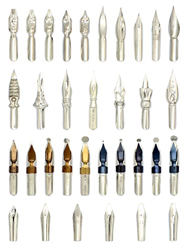 Gullor A Bunch of Nibs for Comic Dip Pen, Assorted Calligraphy Dip Pen Nibs, Various Sizes and Shapes, 33 Nibs in Box - style: 33 Pieces
