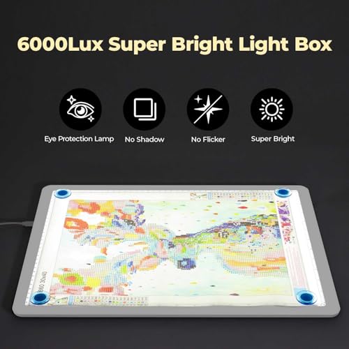 Heanolier A3 tracing Light Box with Bag,(18.2"L x 13.4"W) Super Bright Magnetic Light Pad with Side Buttons,USB-C Power Dimmerable Copy Table, Light board for Diamond Painting,Drawing,Sketching(White) - color: White, size: A3 with Bag