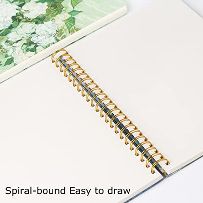 Van Gogh Mixed Media A4 Sketch Book, Spiral Bound Sketch Pad, 1 Pack 60Sheets (98lb/160gsm), Acid Free Art Sketchbook Sketching Drawing Painting Thick Paper for Kids Adults Beginners Artists - color: Roses A4