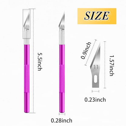 Exacto Knife,Craft Knife Hobby Knife 74 Pack with 4 Upgrade Sharp Hobby Knives and 70 Spare Knife Blades for Art, Scrapbooking,Stencil (Purple) - color: Purple