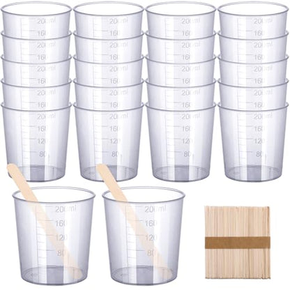 Resin Mixing Cups and Sticks, 70 Packs Epoxy Measuring Cups Kit - 20PCS 200ml Disposable Graduated Cups, 50PCS Wooden Stir Sticks for Mixing Paint, Stain, Epoxy, Resin - color: Clear cups+wooden stick, size: 200ml