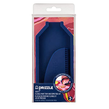 FolkArt Drizzle Flexible Paint Tray and Comb Set, Durable Silicone Tools Perfect for DIY Paint Pouring Arts and Crafts Projects, 50829 - style: Tray and Comb Set