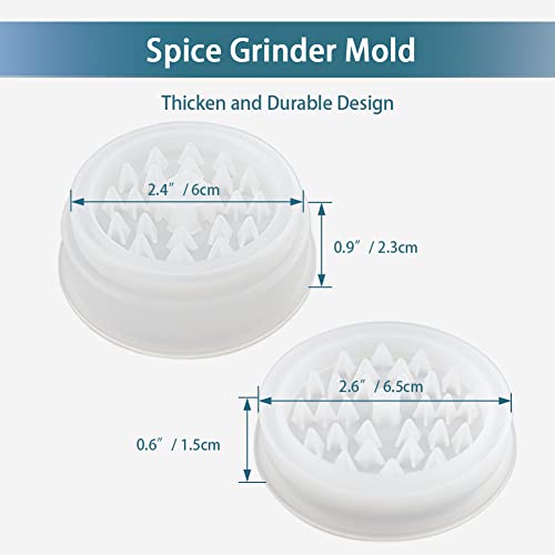 FONUNO Silicone Resin Casting Molds Pack of 5 | Epoxy Resin Molds with Large Rolling Tray & Herb Grinder Mold for DIY Resin Craft & Storage, Flexible and Reusable