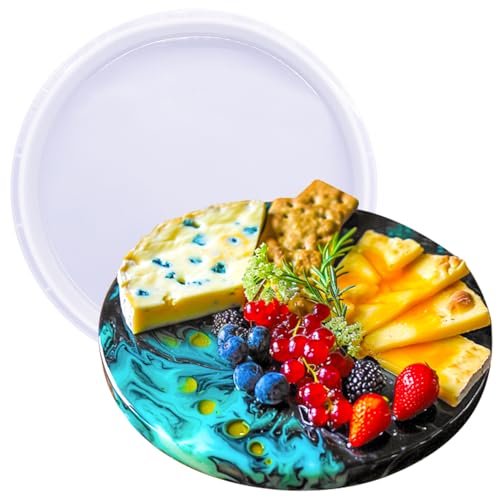 Cheese Board Resin Mold Round Large 10inch Make Epoxy Table Serving Tray Cutting Block Platter - color: Circle Cheese Board