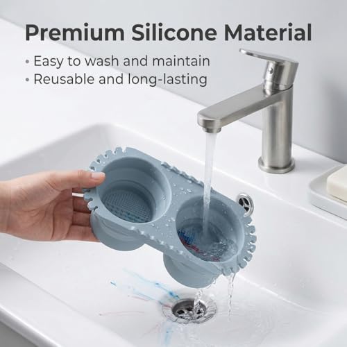 Paint Brush Cleaner Cup Foldable Silicone Brush Washer With Holder Dual Compartments For Watercolor Acrylic Oil Painting Art Supplies Portable Container For Artists Students Studio Travel Use